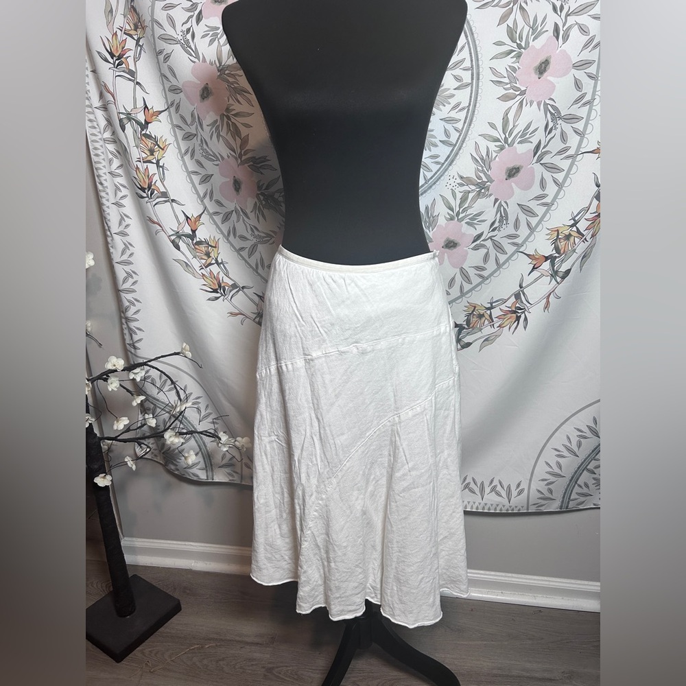 NIC+ZOE White Midi Skirt Size 16 A-Line Stretch Minimalist